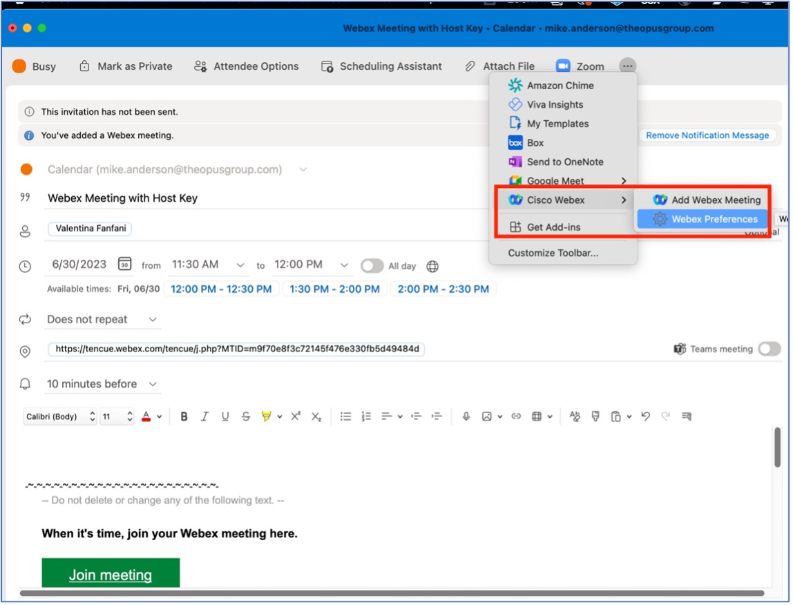 Webex share host key